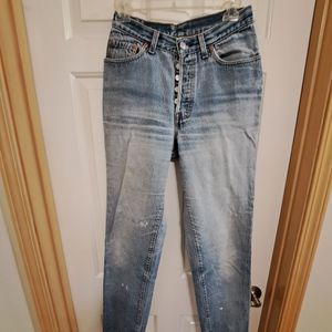 Levi's denim jeans, 5 button, size 9, tapered leg